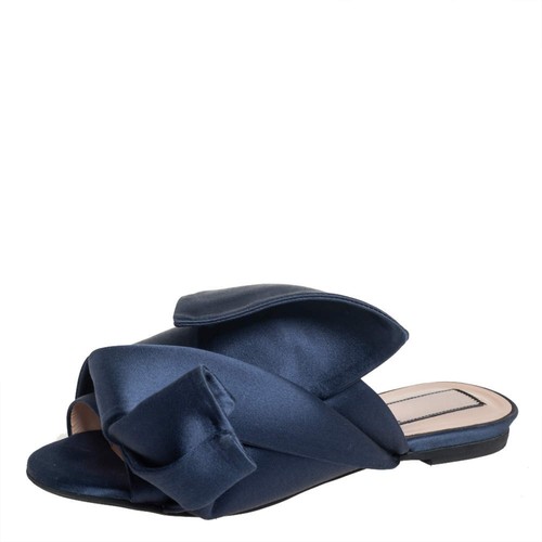 N21 blu raso nodo - piatto, mules